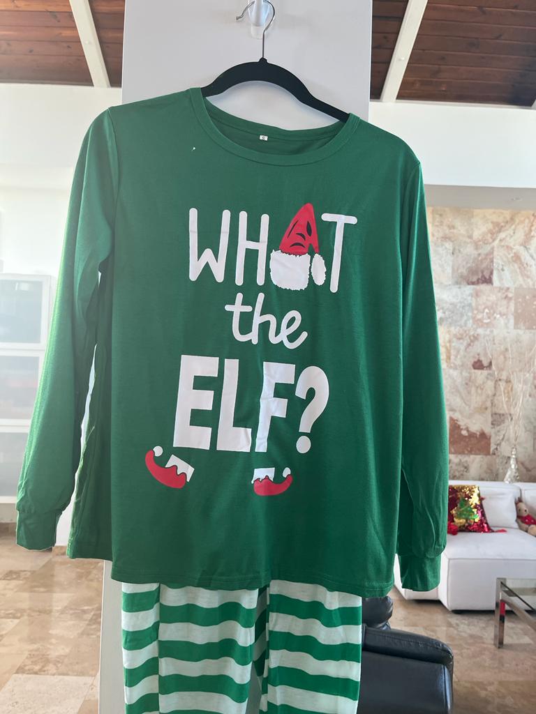 Santa Family Pajamas Green and White