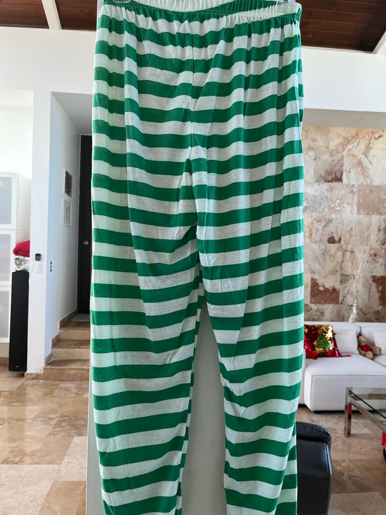 Santa Family Pajamas Green and White