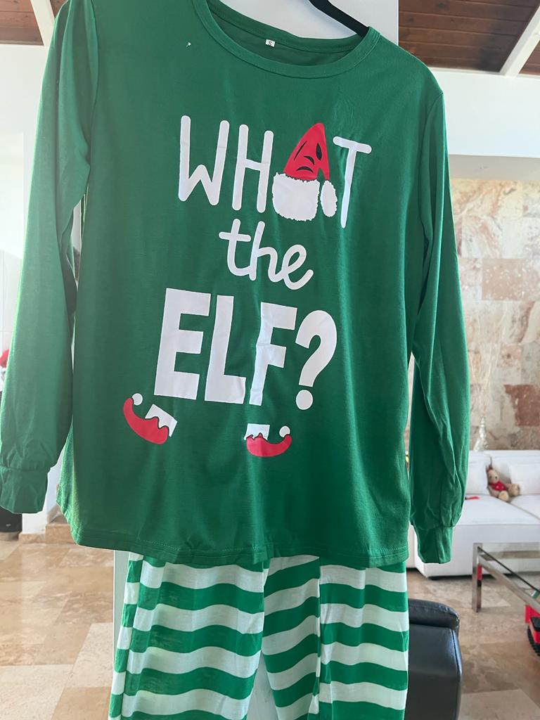 Santa Family Pajamas Green and White