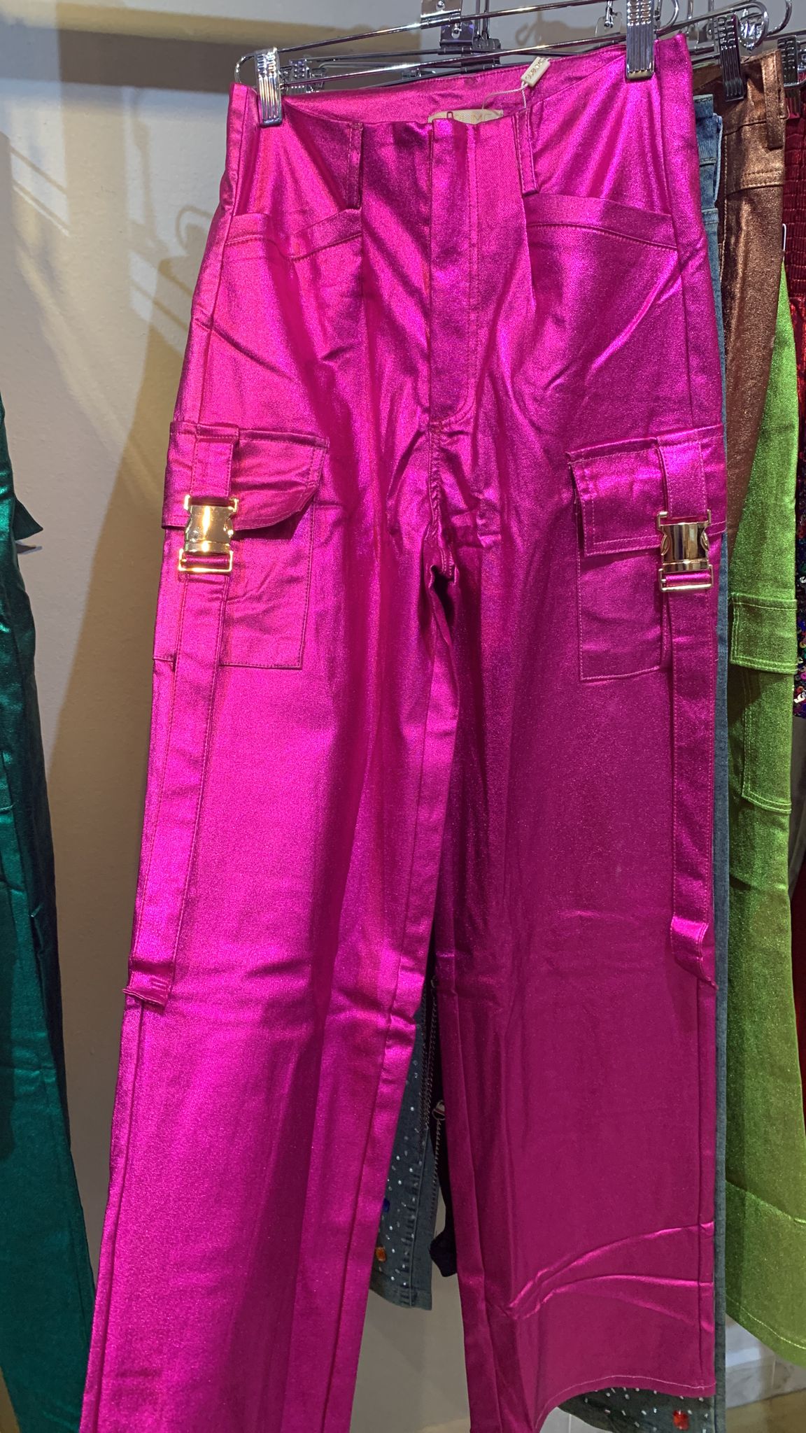 Electric pink cargo pants