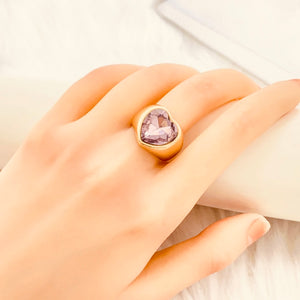 Crystal heart ring