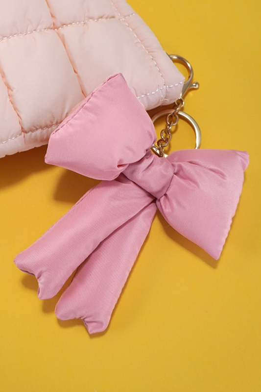 Pink Puff Bow Bag Charm Cute Keychain