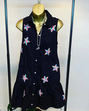 Sleeves Stars Mini Dress