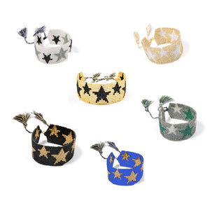 Star Bracelets- black, Silver, white, Golden with white or black