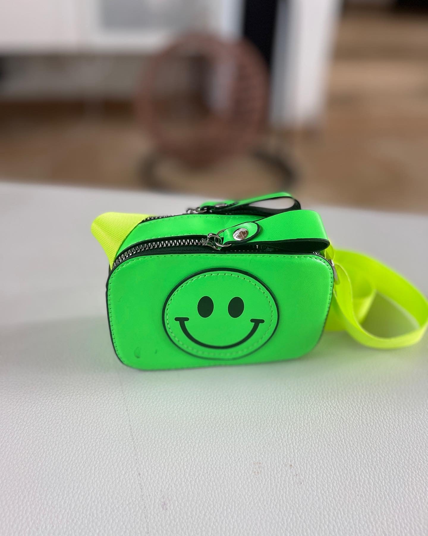Happy face neon color kids purse