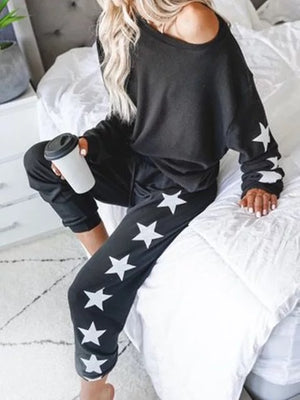 Women Starred Pants + Hoodie