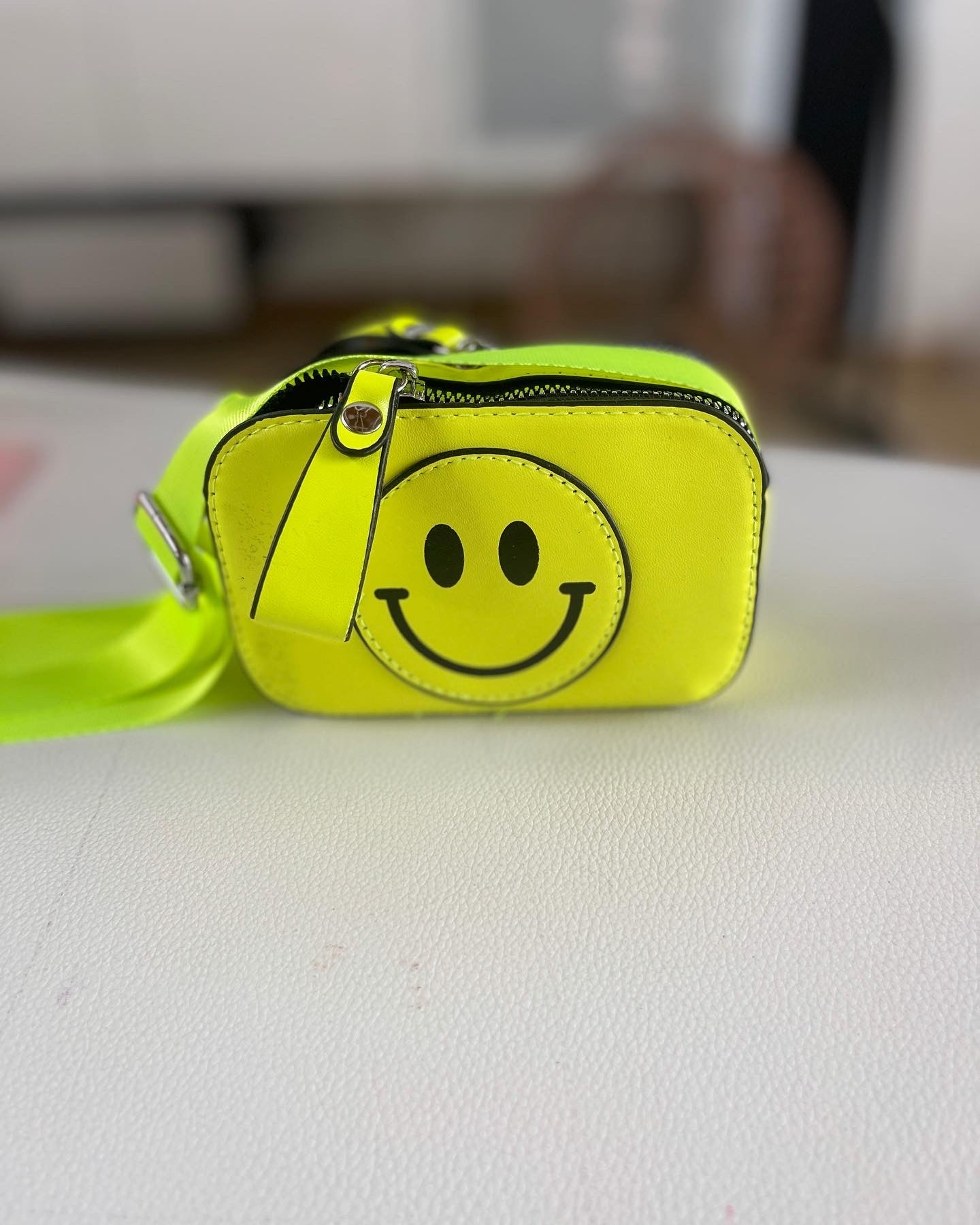 Happy face neon color kids purse