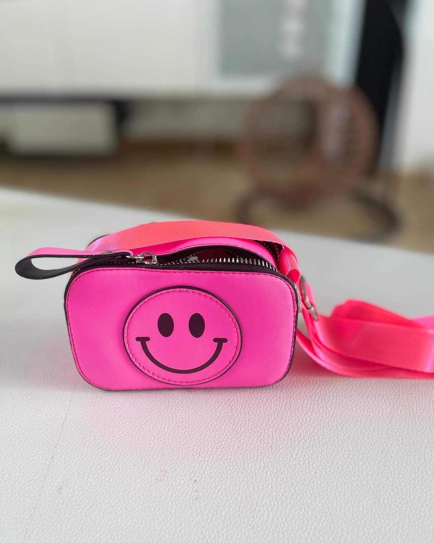 Happy face neon color kids purse