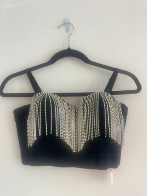 Black bustier with rhinestones