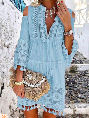 Lace Tassels Crochet Dress