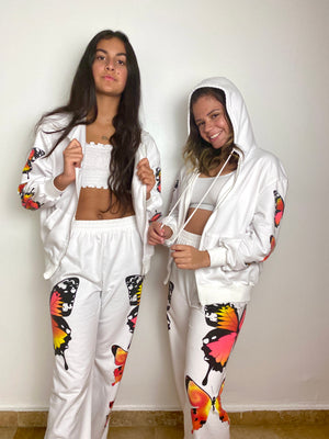 Ladies Butterfly Jogger Pants with Hoodie Set