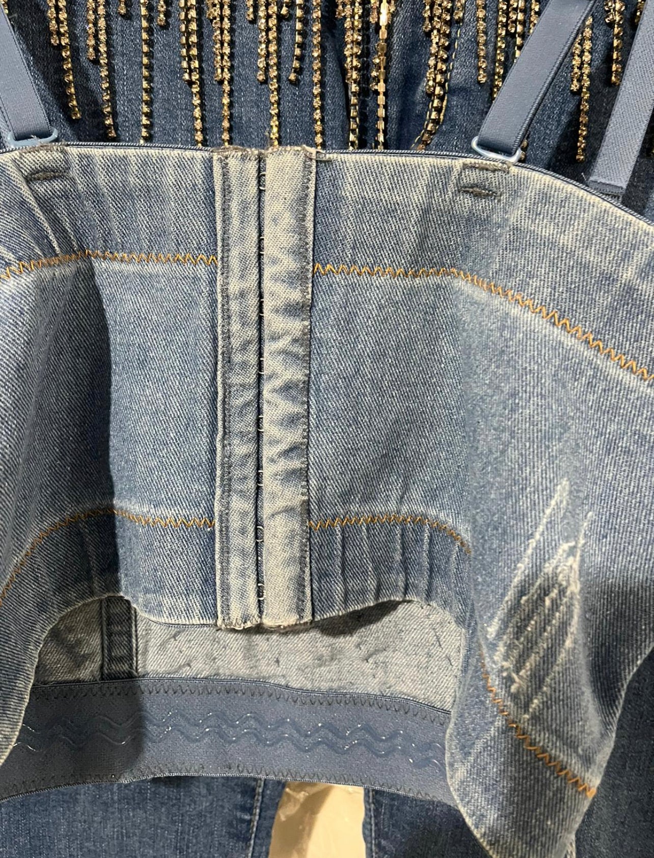 Bustier denim & rhinestones