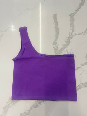 Purple one shoulder crop top