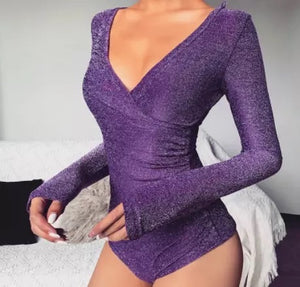 Long Sleeve Shiny Bodysuits